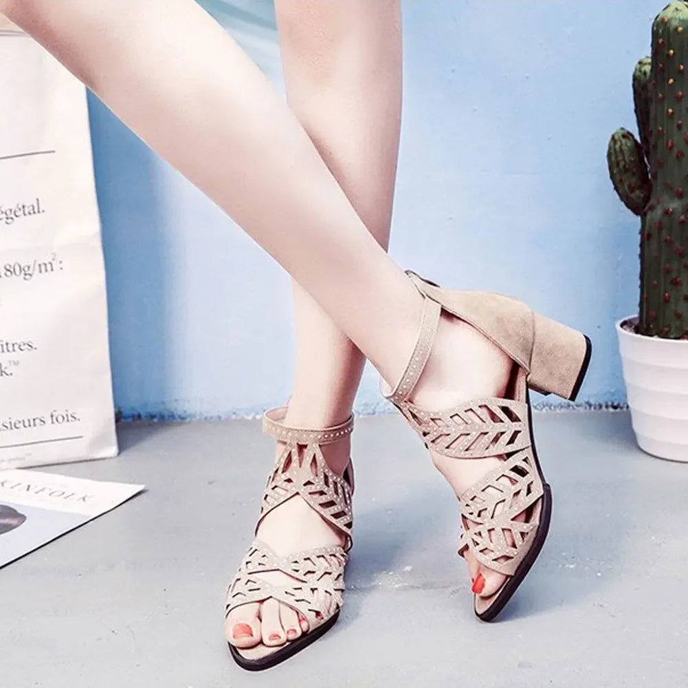 Shine Bright This Summer with Rhinestone Faux Leather Sandals!