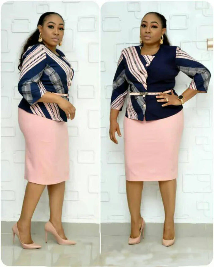 African Clothes Flower Printed Two-Piece Set – Sleeveless Bodycon Mini Dress & Coat Suit for Women