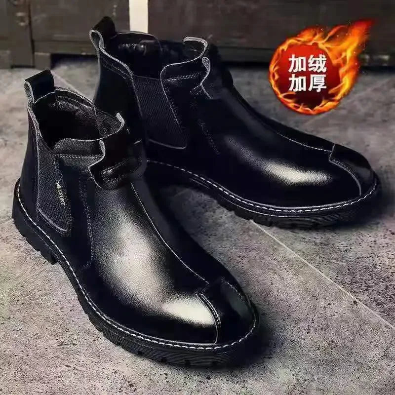 Luxury Men's Chelsea Boots - Retro High-Top Leather Ankle Boots for 2024 Fashion