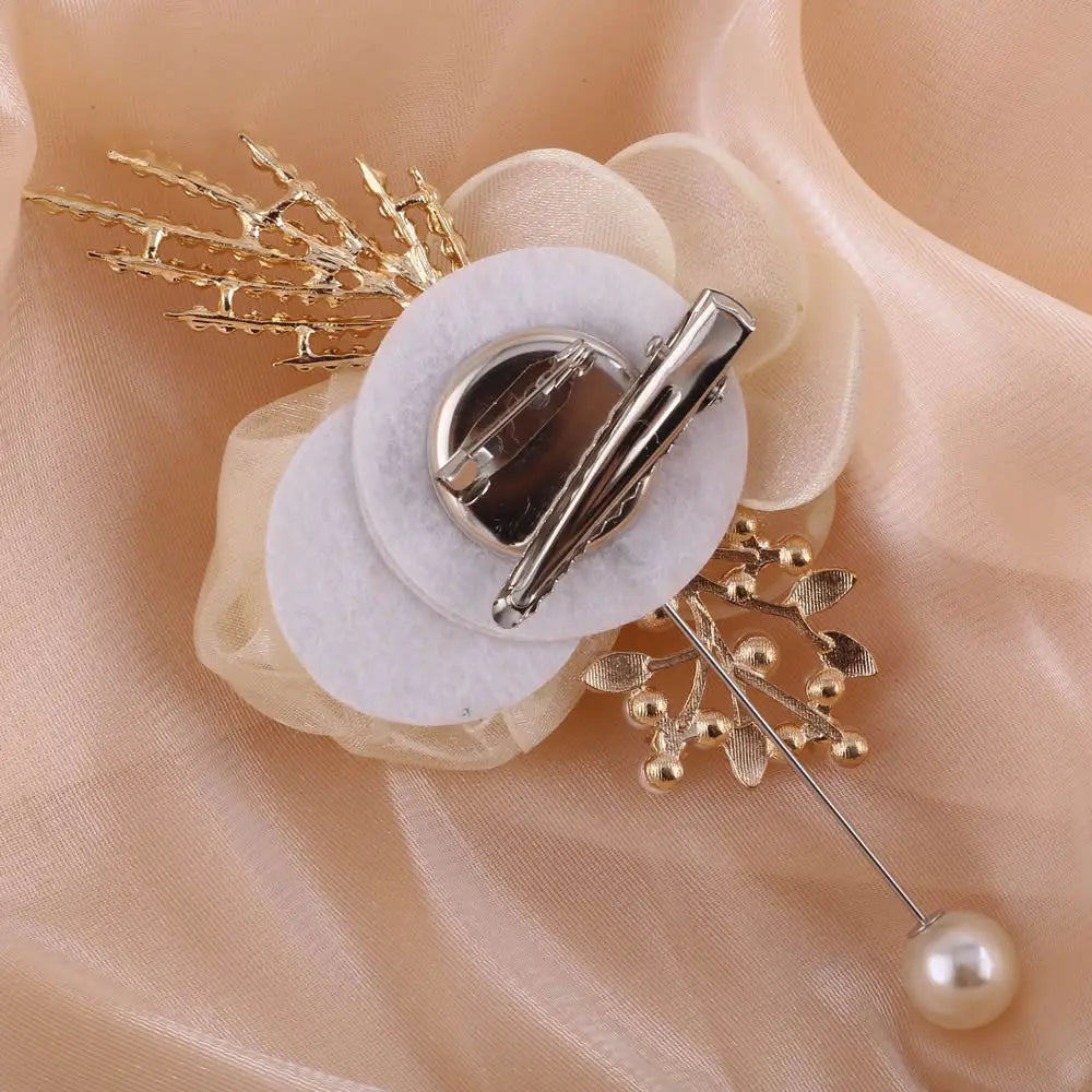 Ivory Rose Wrist Corsage & Boutonniere Set – Elegance for Every Occasion