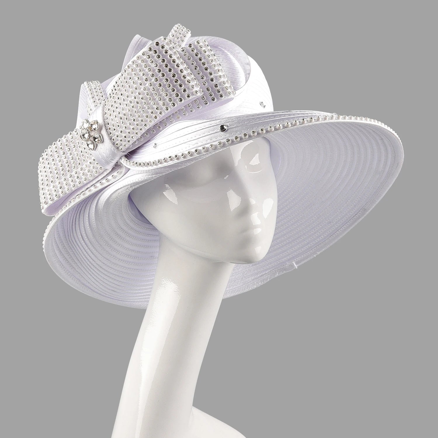 Perfect Satin Cloth Rhinestone Church Hat for Women