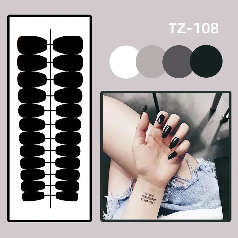 🐻 24pcs Extra Long Square Press-On Nails – 3D Bear & Bow with White French Tips