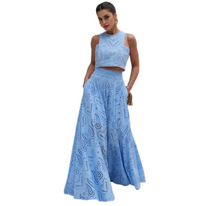 Women’s 2-Piece Outfit – Tank Crop Top & Long Skirt Set