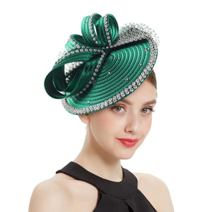 🎀 Perfect Satin Fascinator – Multicolor Fancy Hair Accessory with Veil & Rhinestones
