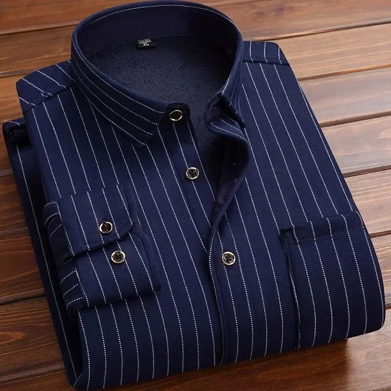 2025 Men's Autumn-Winter Plaid Shirt – Thick, Warm & Stylish