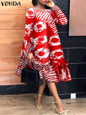 VONDA Women Bohemian Printed Dress 2024