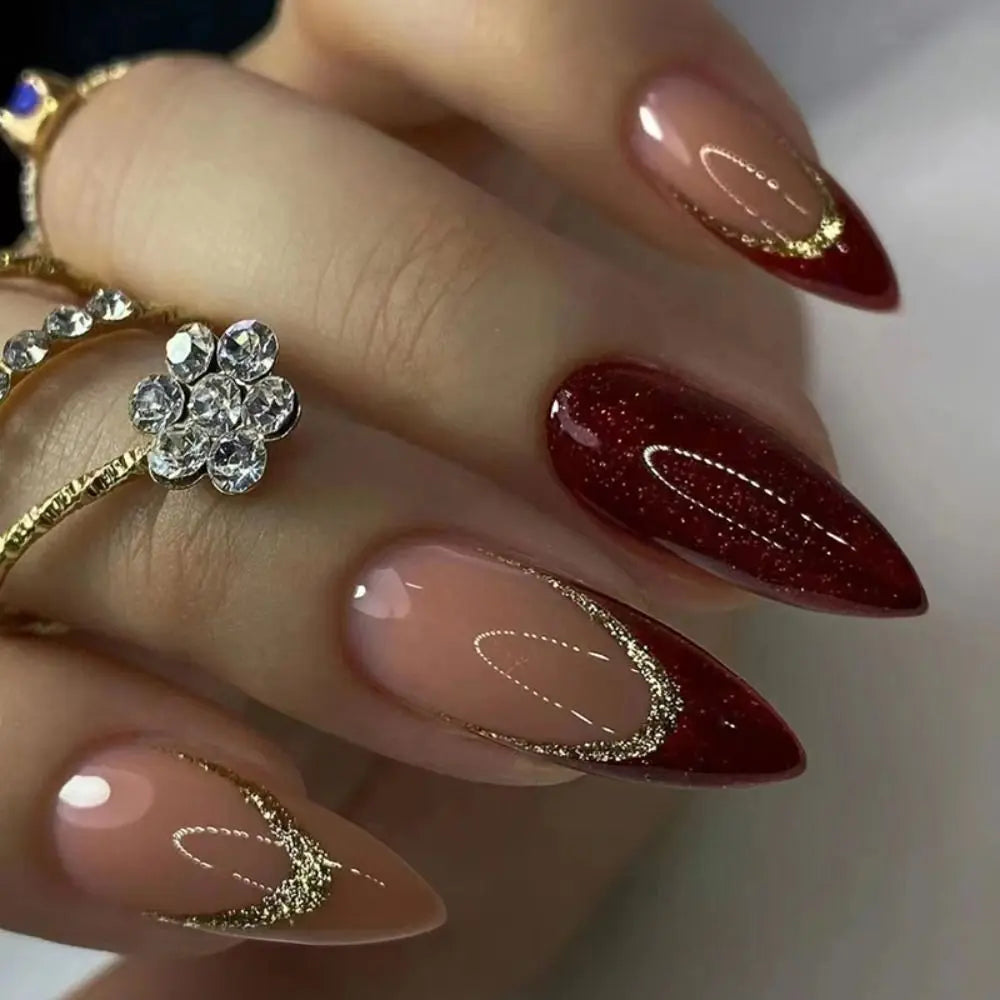 🍒 24pcs Cherry French Almond Press-On Nails – Cute, Wearable & Full of Charm