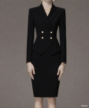 Business Summer Women’s Suit – 2-Piece Jacket & Skirt Set with Peak Lapel