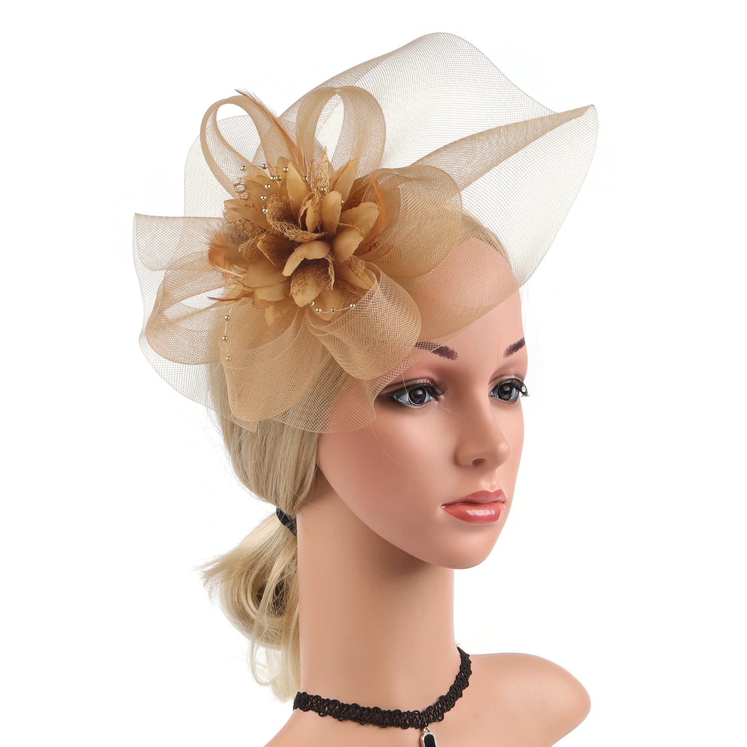🎩 Fashion Flower Fascinator – Multicolor Feather Headpiece for Women