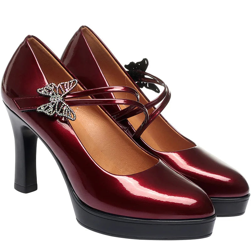 Spring & Autumn High-Heeled Leather Shoes