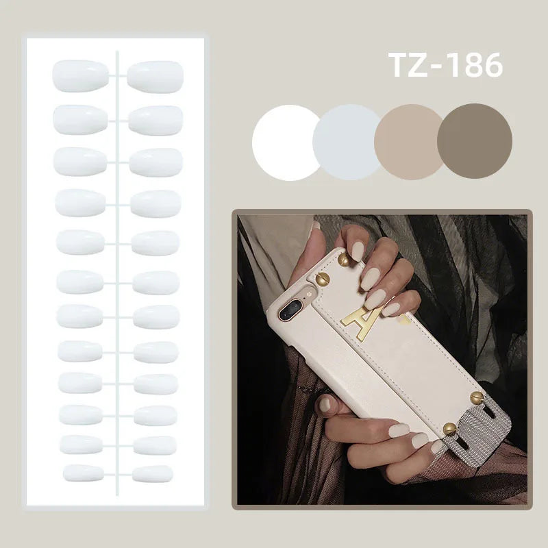 🌿 24pcs Flora Almond Press-On Nails – Mori Girl Ballet-Inspired Beauty