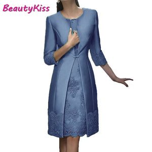 Elegant Mother of the Bride 2-Piece Outfit with Jacket – Candy Color Formal Gown