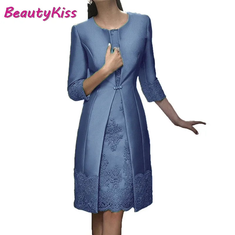 Elegant Mother of the Bride 2-Piece Outfit with Jacket – Candy Color Formal Gown