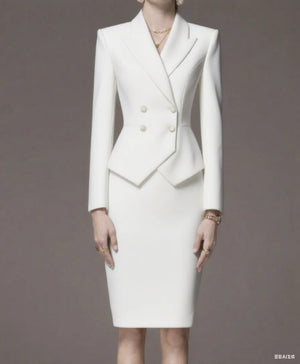 Business Summer Women’s Suit – 2-Piece Jacket & Skirt Set with Peak Lapel