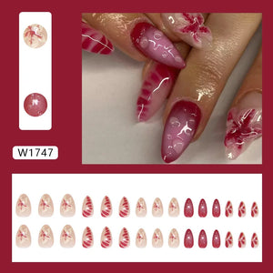 🌼 24pcs White Flower Press-On Nails – INS Yellow & Pink Blush Tones
