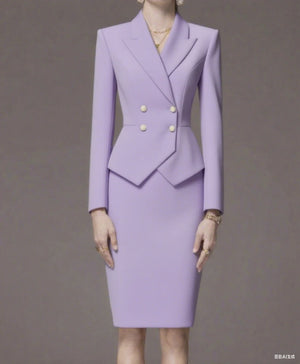 Business Summer Women’s Suit – 2-Piece Jacket & Skirt Set with Peak Lapel