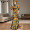 💃 African Party Dress for Women – Puff Sleeve Mermaid Dress with Headwrap (2525142)