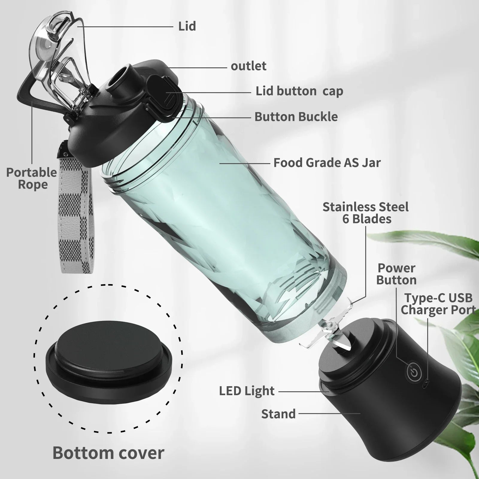 🥤 Portable Electric Juicer Blender – 600MLaker