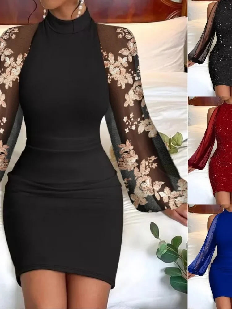 Elegant Lace Lantern Sleeve Dress – A Statement of Grace & Style