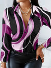 Women's Street Collar Long-Sleeved Shirt – Colorful Tassel Print