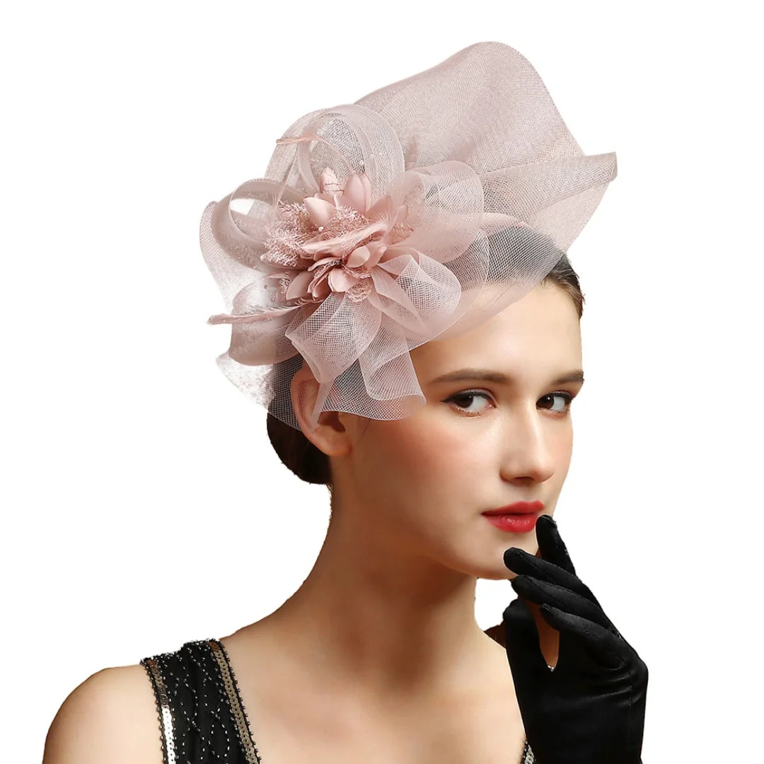 🎩 Fashion Flower Fascinator – Multicolor Feather Headpiece for Women