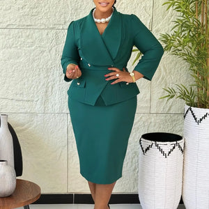 Elegant Dashiki African Bodycon Midi Dress – Long Sleeve V-Neck (Autumn/Spring 2026)
