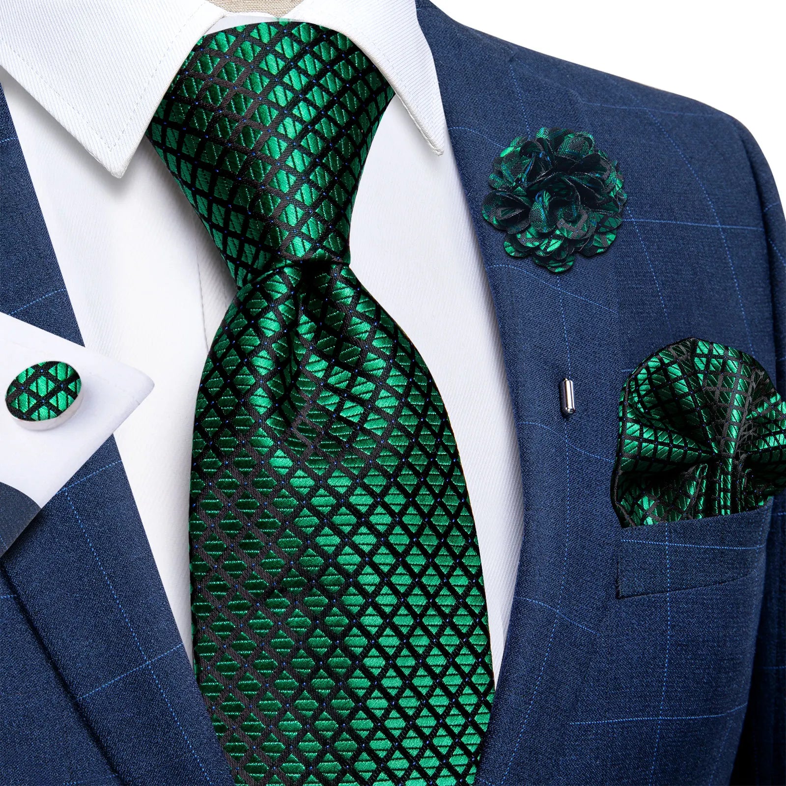 Luxury Yellow Solid Silk Tie Set for Men