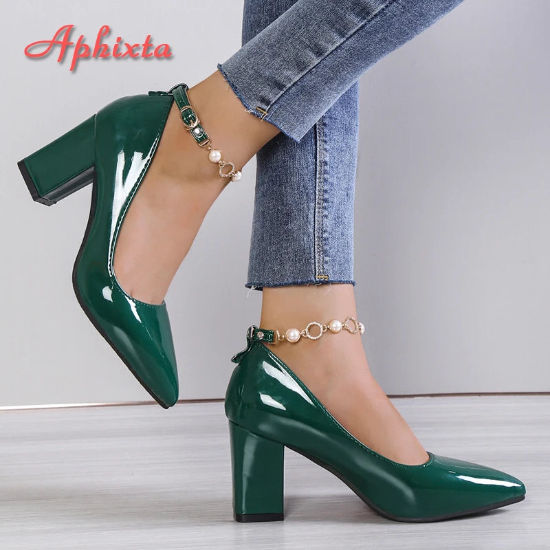 ✨ Aphixta 2024 New Luxury Rhinestone & Pearl Chain Pumps
