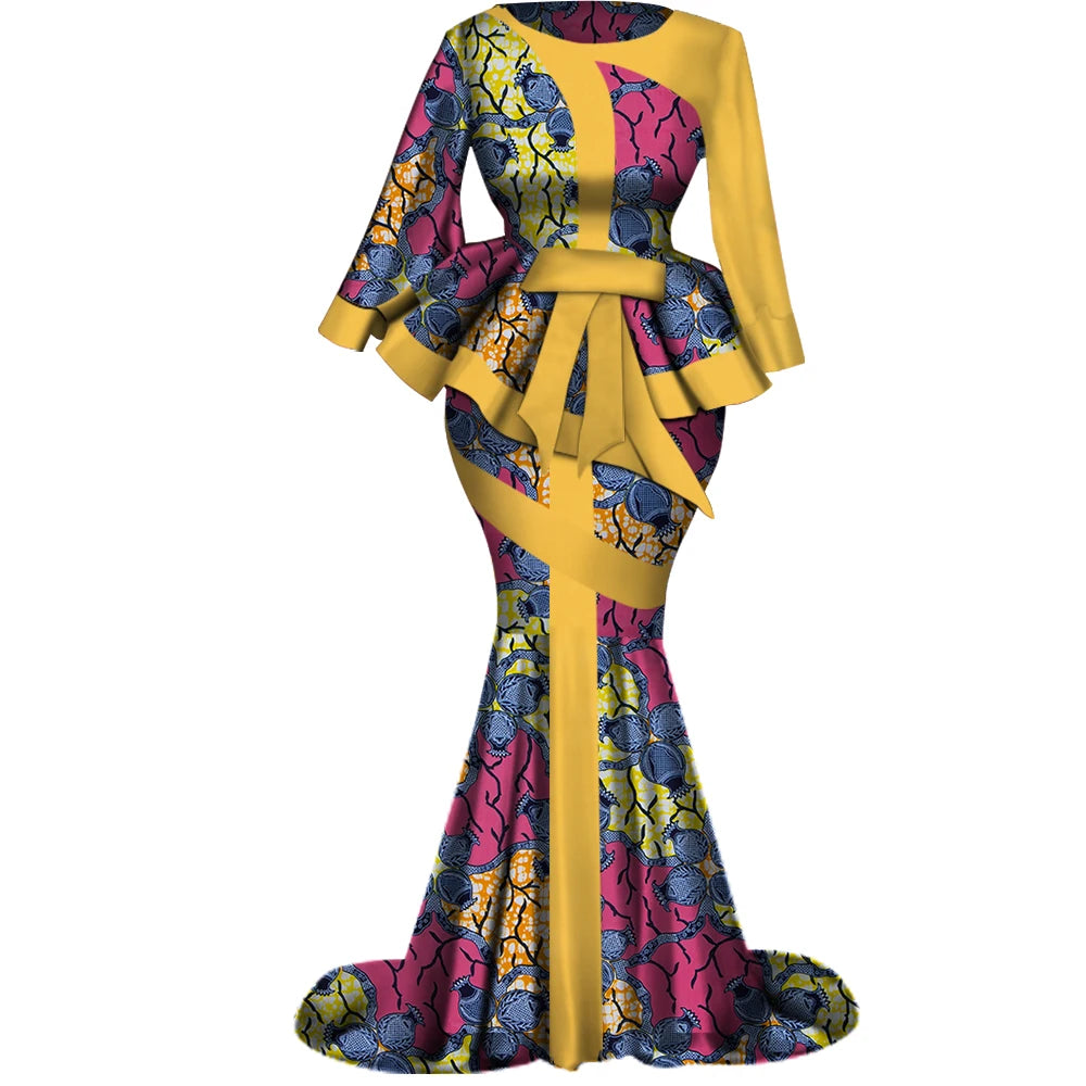 Women’s African Wax Print Two‑Piece Outfit — 2025 Bazin Riche Set (WY3792)