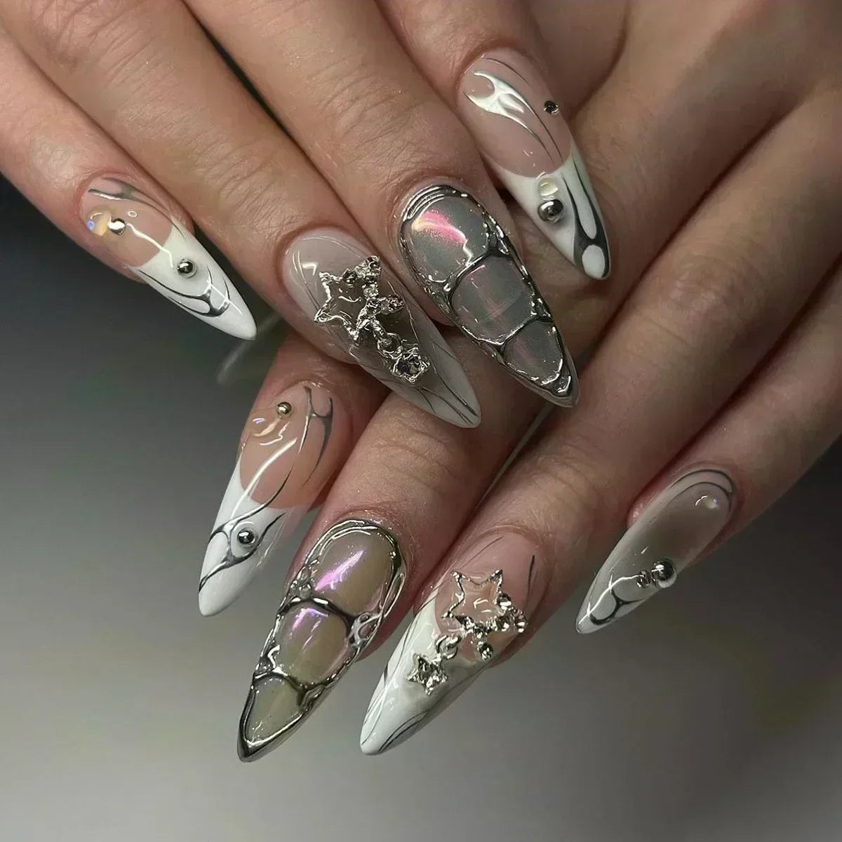 🌸 24pcs Pink Almond Press-On Nails – Sweet Summer Floral with Pearls