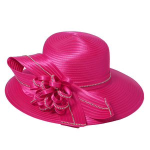 FS Elegant Black Hat Lady Formal Dress Fedora Church Cocktail Tea Party Derby Caps For Women Bow Flower Wide Brim Cloche Hats