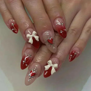 🌸 24pcs Pink Almond Press-On Nails – Sweet Summer Floral with Pearls