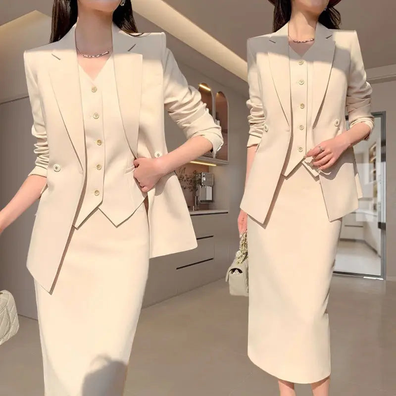👑 Advanced Temperament Women’s Professional Three-Piece Suit Set