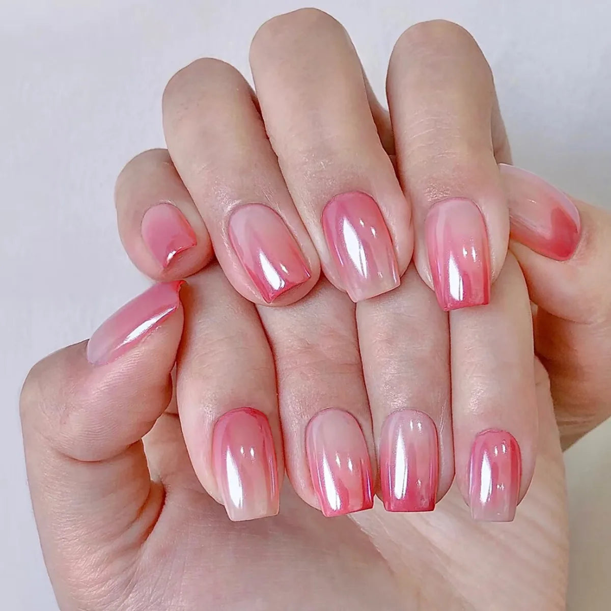 🤍 24pcs Nude White French Press-On Nails – Short Square, Simple & Stylish