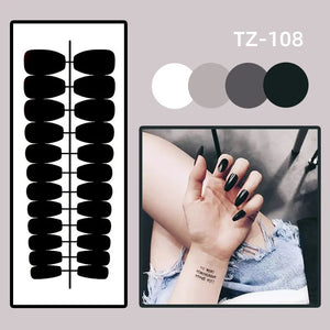 💎 24pcs Duckbill French Press-On Nails – Glitter, Rhinestones & Floral Charm