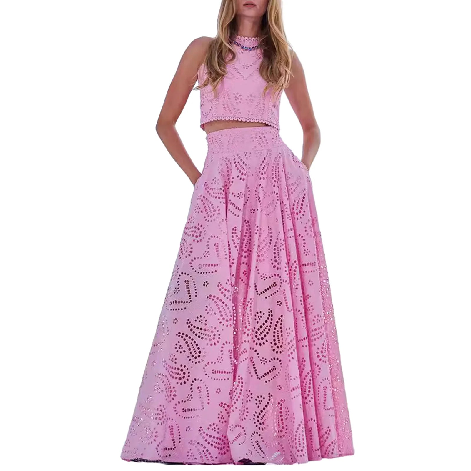 Women’s 2-Piece Outfit – Tank Crop Top & Long Skirt Set
