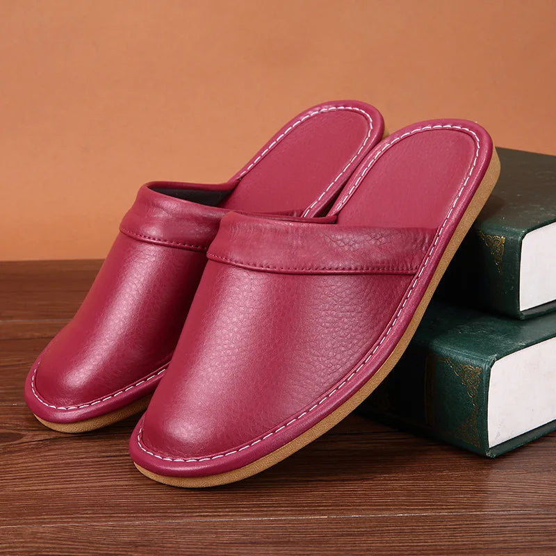 Affordable PU Leather Slippers – Cozy & Waterproof Indoor Comfort