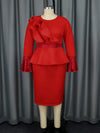 ✨ Elegant Church & Party Dress for Women – Ruffled Long Sleeve Sequined Robe