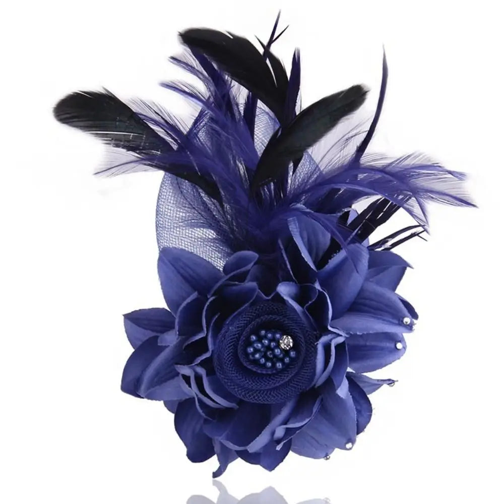 🌸 Stylish Simulated Net Flowers Fascinator Hat with Feathers
