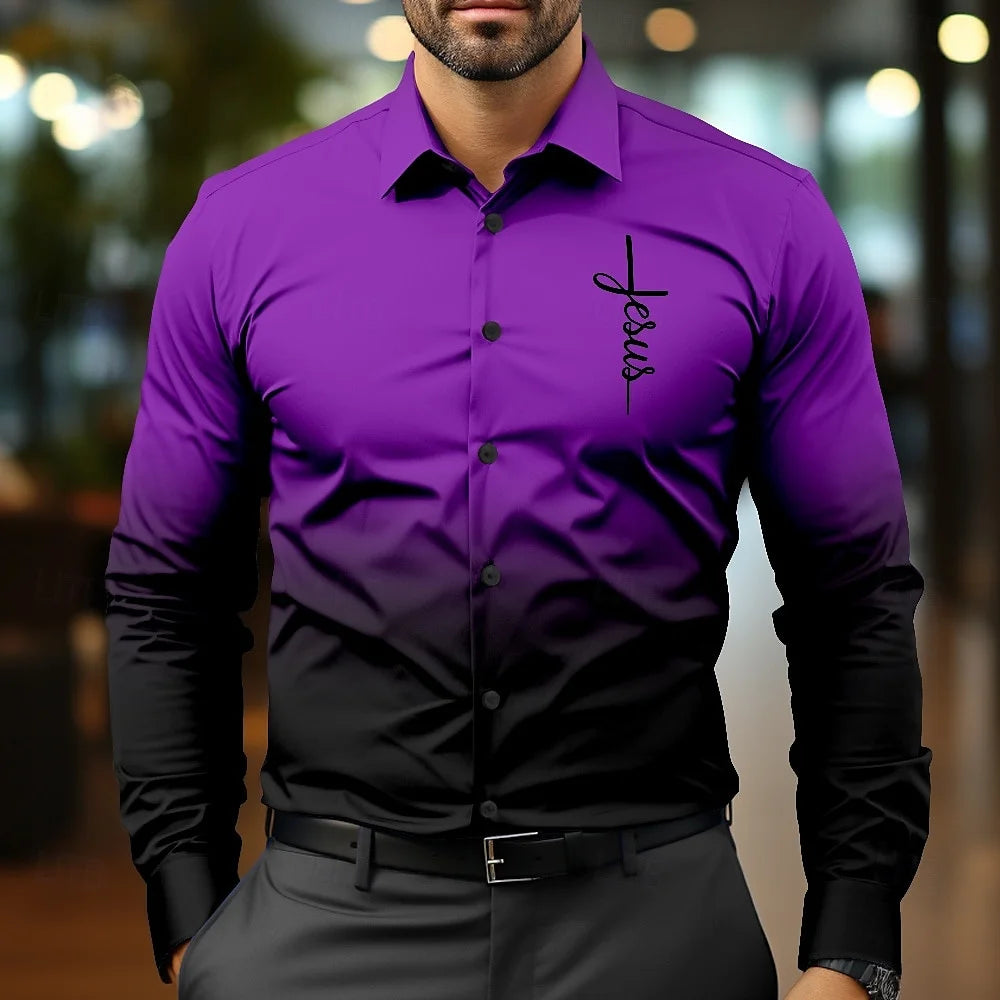 Color-Changing Lapel Men's Button-Up Shirt – Fashion Meets Innovation!