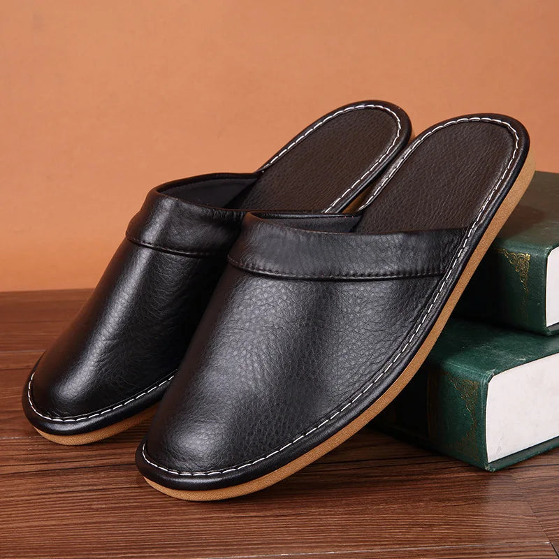Affordable PU Leather Slippers – Cozy & Waterproof Indoor Comfort