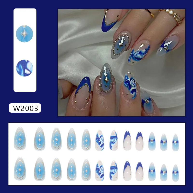 🌼 24pcs White Flower Press-On Nails – INS Yellow & Pink Blush Tones