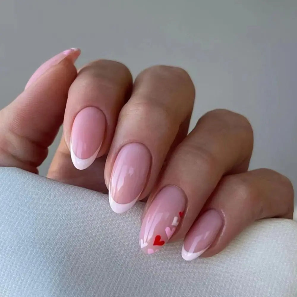 🍒 24pcs Cherry French Almond Press-On Nails – Cute, Wearable & Full of Charm