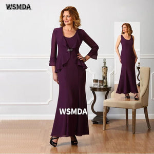 Two-Piece Mother of the Bride Evening Gown – Ankle-Length with Long Sleeve Jacket