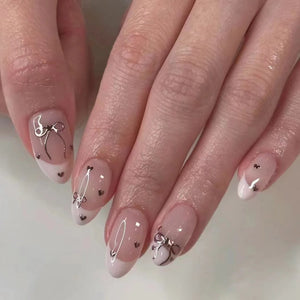 🍒 24pcs Cherry French Almond Press-On Nails – Cute, Wearable & Full of Charm