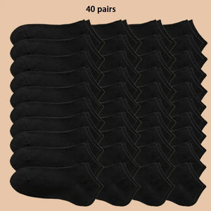 🧦 Unisex Solid Color Ankle & Boat Socks – 10/20/40 Pairs