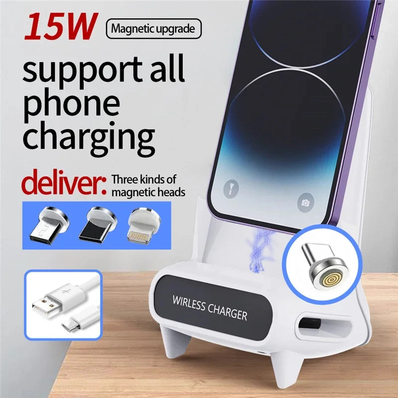Wireless Charger Stand Pad – 15W Fast Charging Station & Desktop Phone Holder