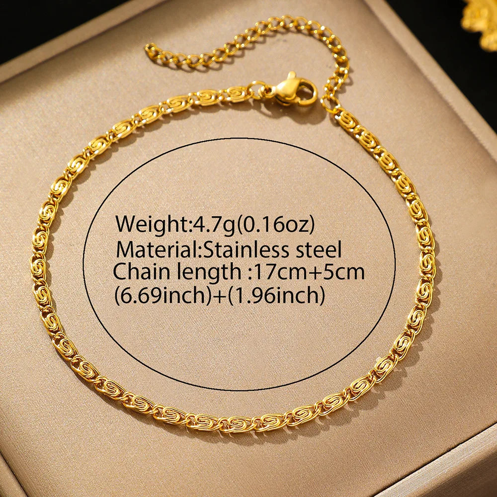 ✨ FTCY Stainless Steel Chain Bracelet – Lightweight Gold Elegance for Your Wrist or Ankle