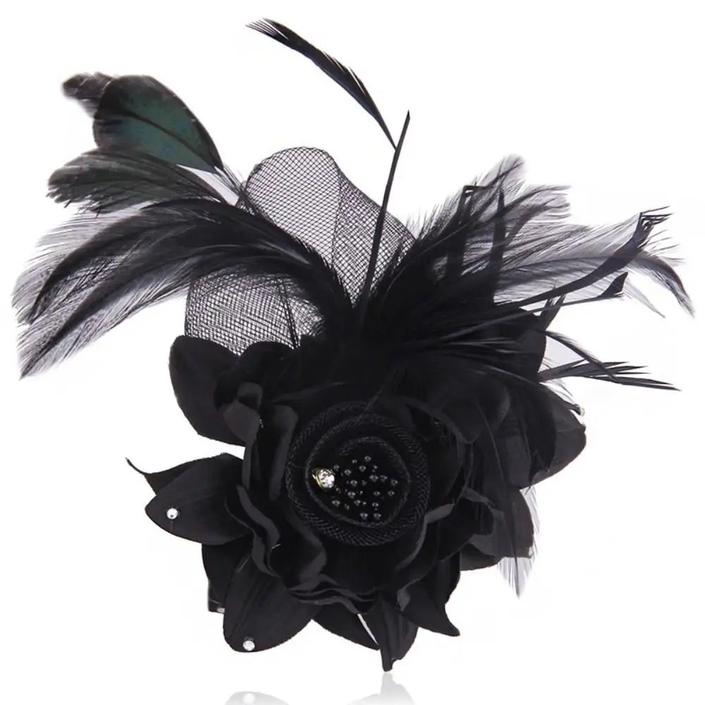 🌸 Stylish Simulated Net Flowers Fascinator Hat with Feathers