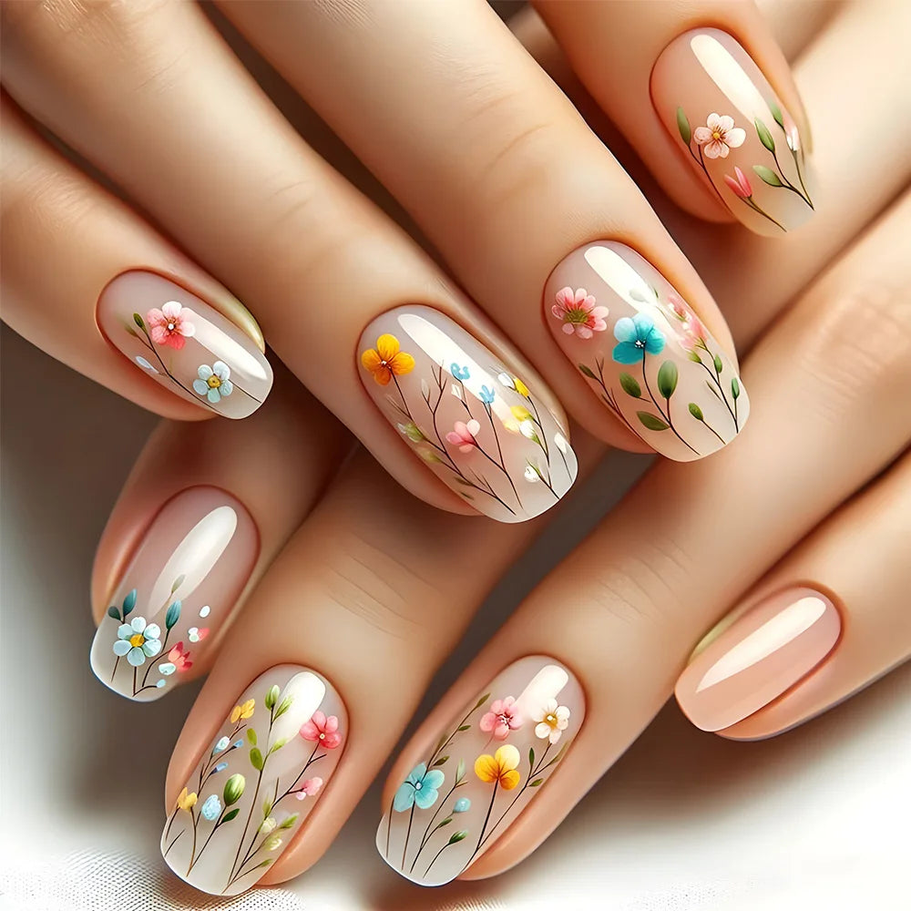 🤍 24pcs Nude White French Press-On Nails – Short Square, Simple & Stylish